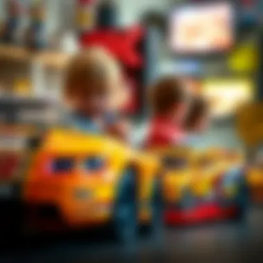 Children playing with Nissan GT-R R34 Hot Wheels toys