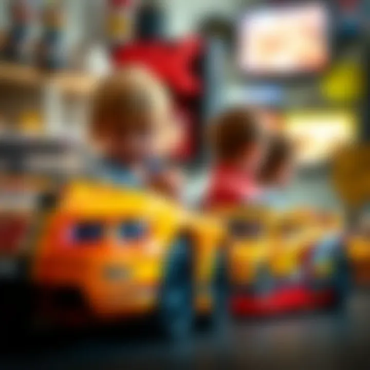 Children playing with Nissan GT-R R34 Hot Wheels toys