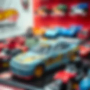 Nissan GT-R R34 Hot Wheels on display among other collectible models