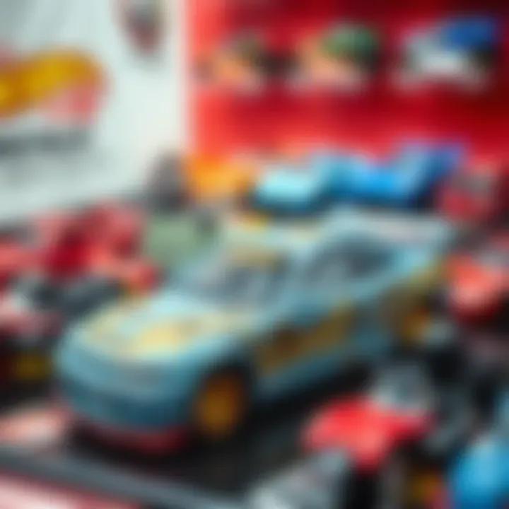 Nissan GT-R R34 Hot Wheels on display among other collectible models