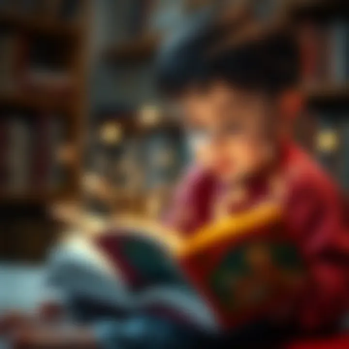 A child immersed in a book, showcasing imagination