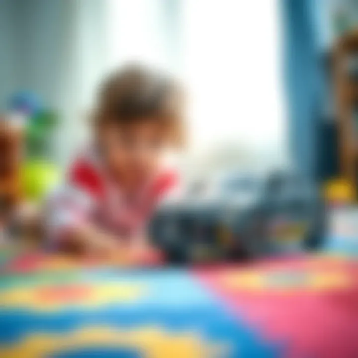 Child Play with Audi Toy Car A child playing with an Audi toy car on a colorful play mat