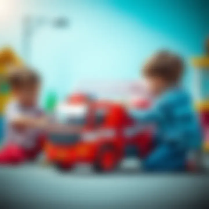 Imagination in Action Children playing with a toy fire truck