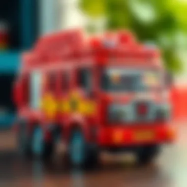 Vibrant Design Features Close-up of a colorful toy fire truck