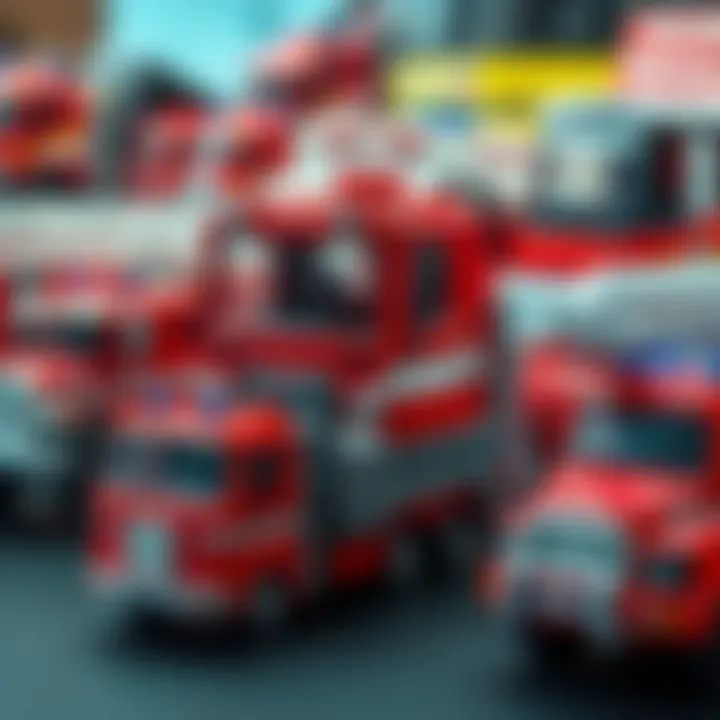 Diversity of Choices Group of toy fire trucks on display
