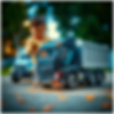 Child engaging in imaginative play with a Volvo toy truck