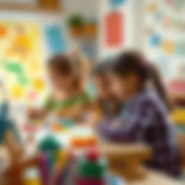 Collaborative Art Activity Group of girls participating in a collaborative art activity