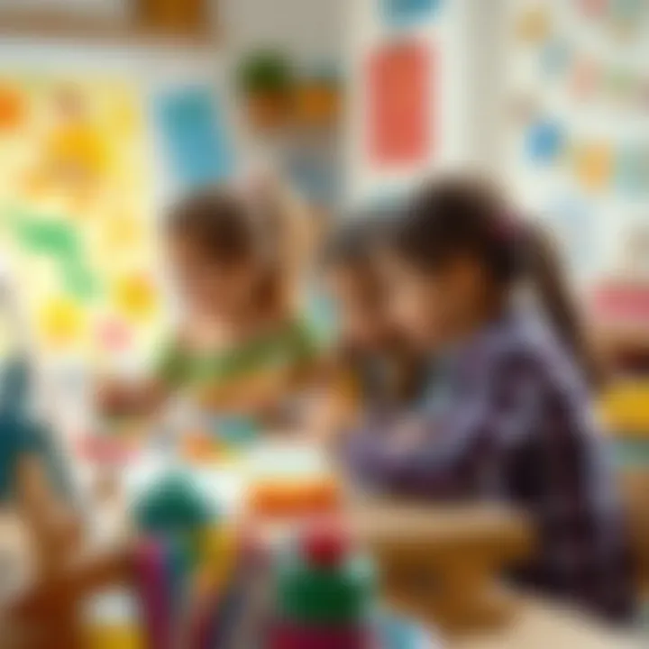 Collaborative Art Activity Group of girls participating in a collaborative art activity