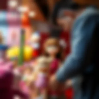 Parent and child choosing a doll