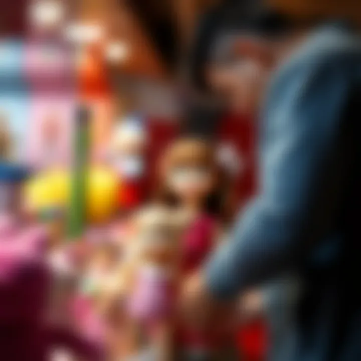 Parent and child choosing a doll
