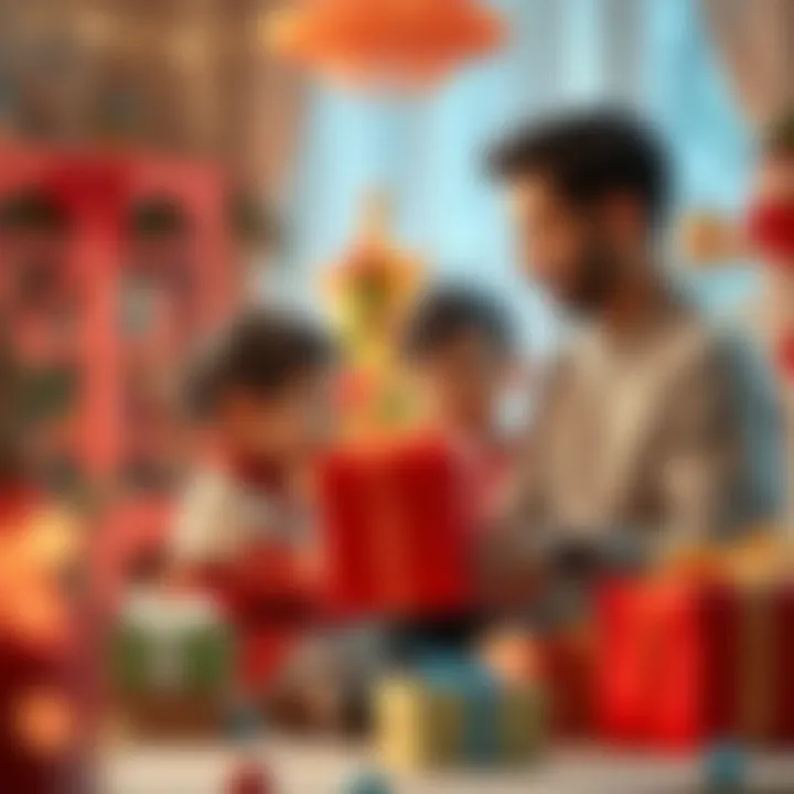 A parent and child discussing gift choices