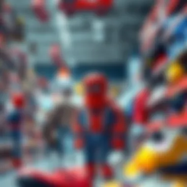 Parent and child shopping for Spiderman shoes