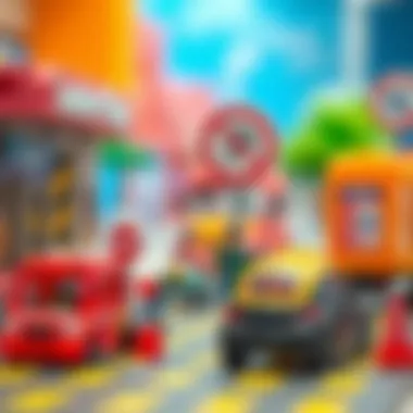 Guided Selection of Traffic Toys Parents choosing a traffic set toy for their child