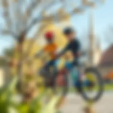 Children enjoying parkour biking in a safe environment