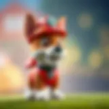 Detailed showcase of Marshall, the fire pup