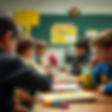 Children using Pokemon pencil cases in a classroom setting