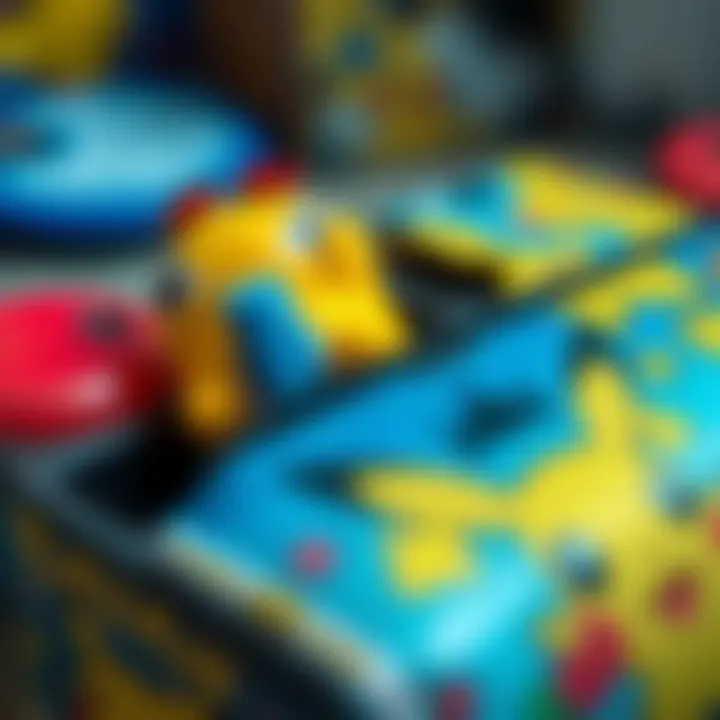 Close-up of a Pokemon-themed pencil case with compartments