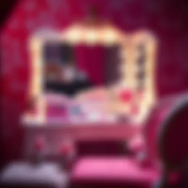 Elegant princess makeup vanity adorned with sparkling accessories