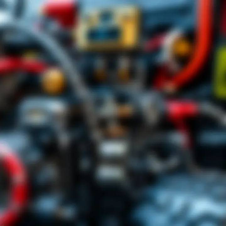 Close-up of the intricate engine of a racing truck