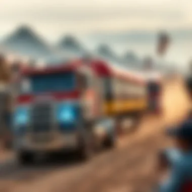 A thrilling racing truck competition with spectators