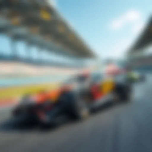 A dynamic RC gas-powered car racing on a track