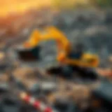 Remote control excavator in action