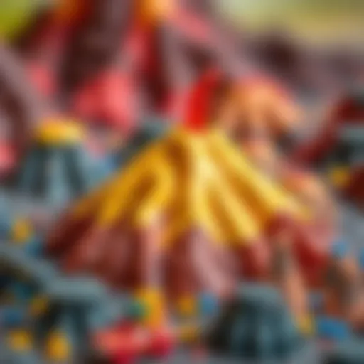 Brightly colored volcano toys for creative play