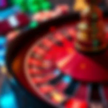 Close-up of roulette wheel spinning with vibrant colors