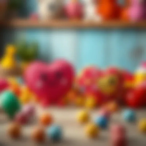 Colorful heart-shaped toys promoting emotional development in children