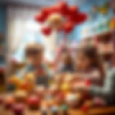 Parents selecting heart-shaped toys for their children's emotional growth