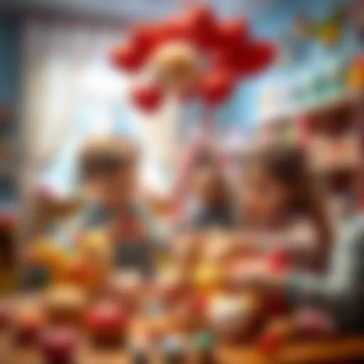 Parents selecting heart-shaped toys for their children's emotional growth