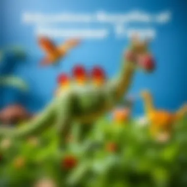 Educational aspects of dinosaur toys laid out in a chart