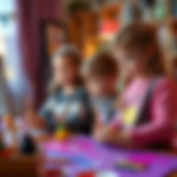 Children's Creativity with Magic Painting Children enjoying creativity with a magical painting set