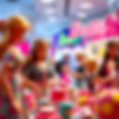 Parents selecting Barbie toys for their children
