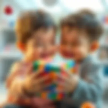 Child joyfully engaging with an infinity cube