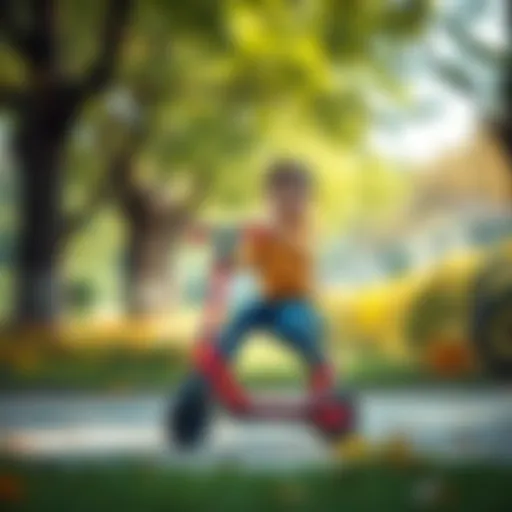 Child riding a Spider scooter in a park
