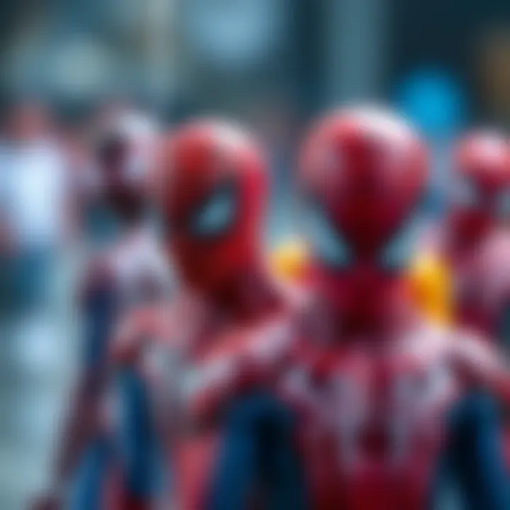 Quality of Spiderman Figures Close-up of Spiderman figures highlighting material quality and craftsmanship