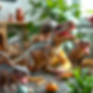 Children in Creative Play with Spinosaurus Children engaging in imaginative play with Spinosaurus toys