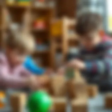 Collaboration Through Play: Social Skills Development Children playing collaboratively with wooden cubes