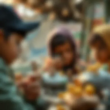 Young Artists at Work on Animal Stone Art Children engaged in painting animal figures on stones