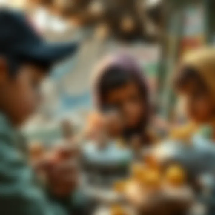 Young Artists at Work on Animal Stone Art Children engaged in painting animal figures on stones