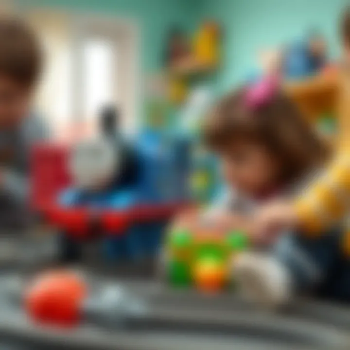 Children using educational toys inspired by Thomas and Friends