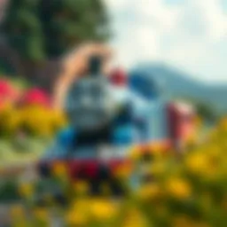 Henry the train character in a vibrant landscape