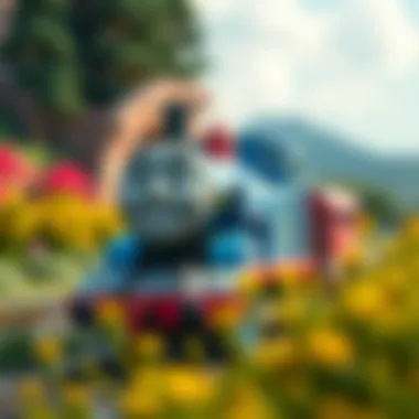Henry the train character in a vibrant landscape