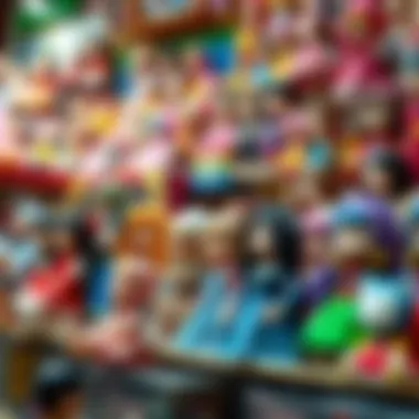 A vibrant display of various Tina Bebek dolls in a toy store setting