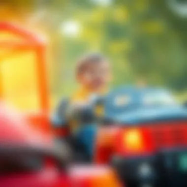 Joyful Experience in a Battery-Powered Truck Child enjoying a ride in a battery-powered truck car