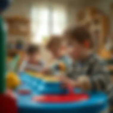 Children developing motor skills with tombik game