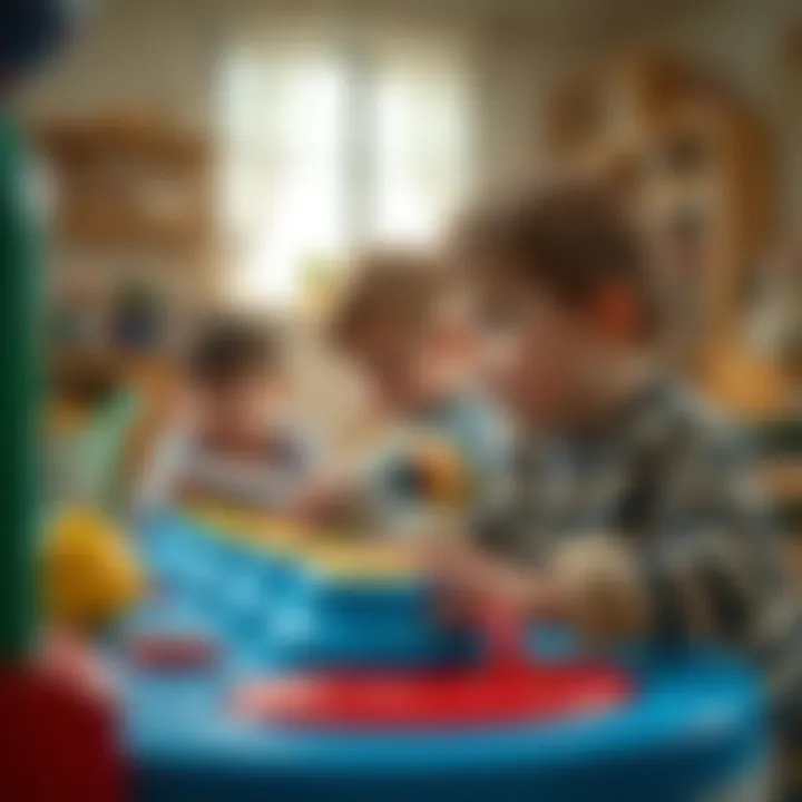 Children developing motor skills with tombik game