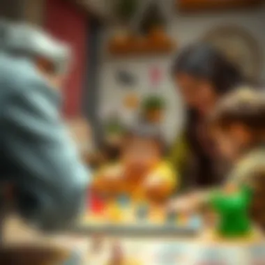 Parents interacting during a tombik game session