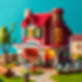 Charming toy farm house with vibrant colors